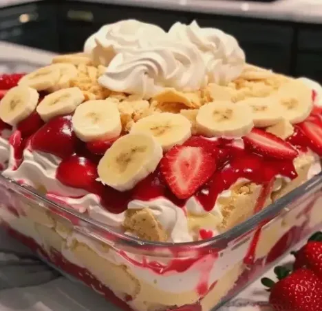 Strawberry Banana Pudding Dream with Vanilla Wafers and Whipped Cream - secondary view